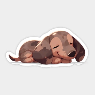 Dapple Dachshund Puppy Taking A Nap Sticker